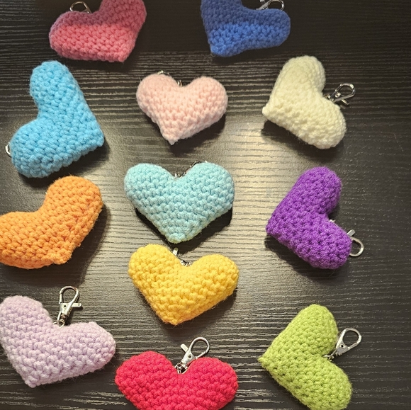knitted heart-shaped, set of 2, bag charms. Choose any 2 - Picture 3 of 3
